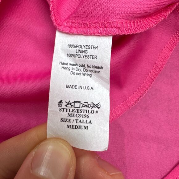Meghan Los Angeles Halter Mini Tank Slip Dress Womens Medium Pink Lined Chiffon - Picture 5 of 13